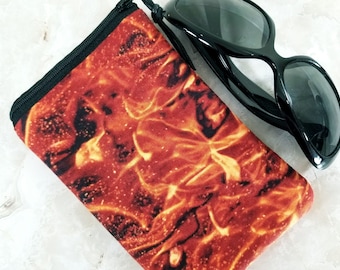 Orange Flames Eyeglass Case for One Pair of Glasses - Gift for Firefighter - Single Pocket Case - Tampon or Condom Case - Purse Organizer