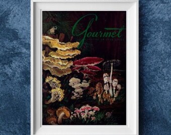 Fichier A4 DIGITAL PDF, PNG Food Art Kitchen Poster Art Prints Foodie, champignons, Restaurant, Home Decor, Foodie Gift, Retro Magazine Gourmet