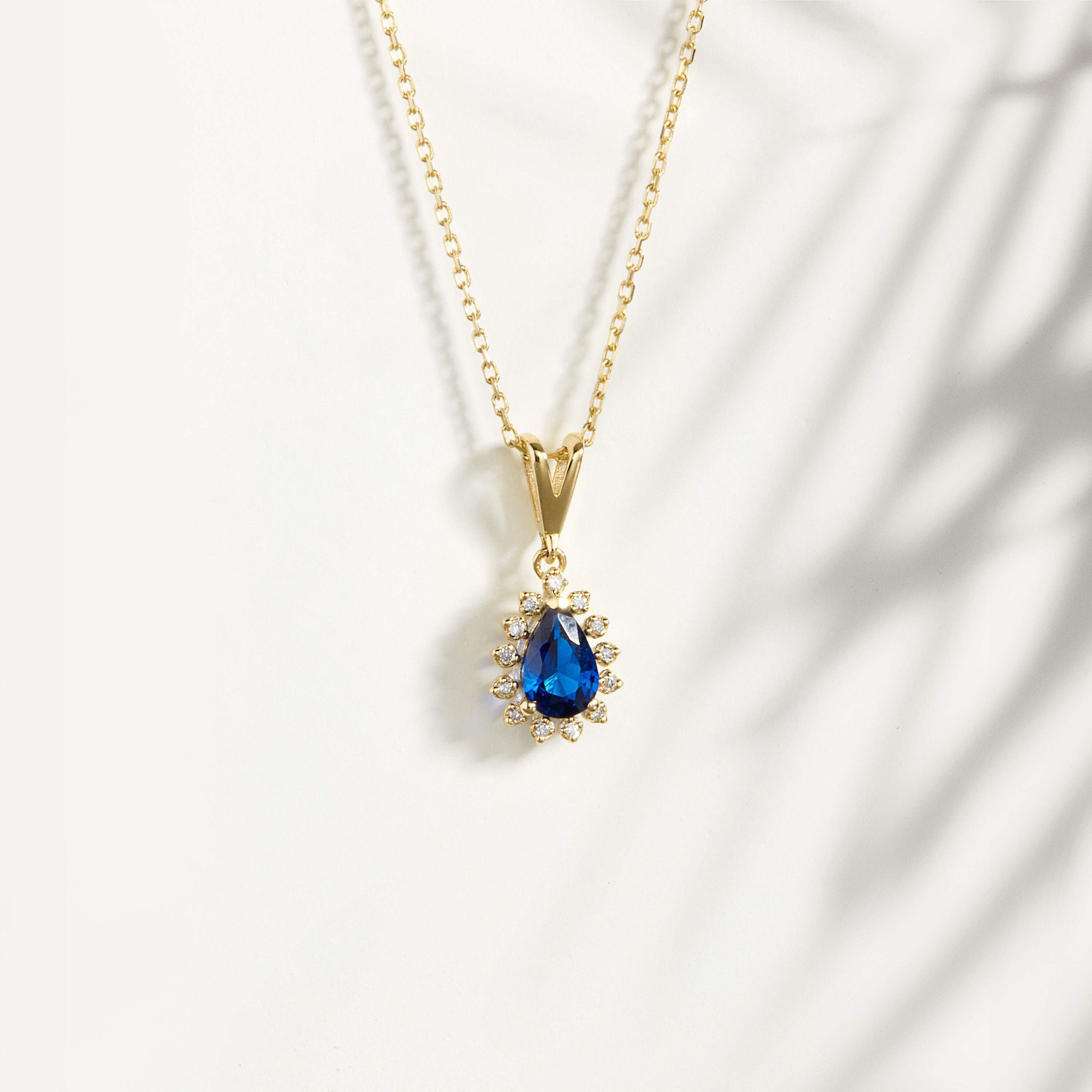 #ブルーサファイア #ネックレス #レディース 14K 純金製ブルーサファイアネックレス | 女性用サファイア