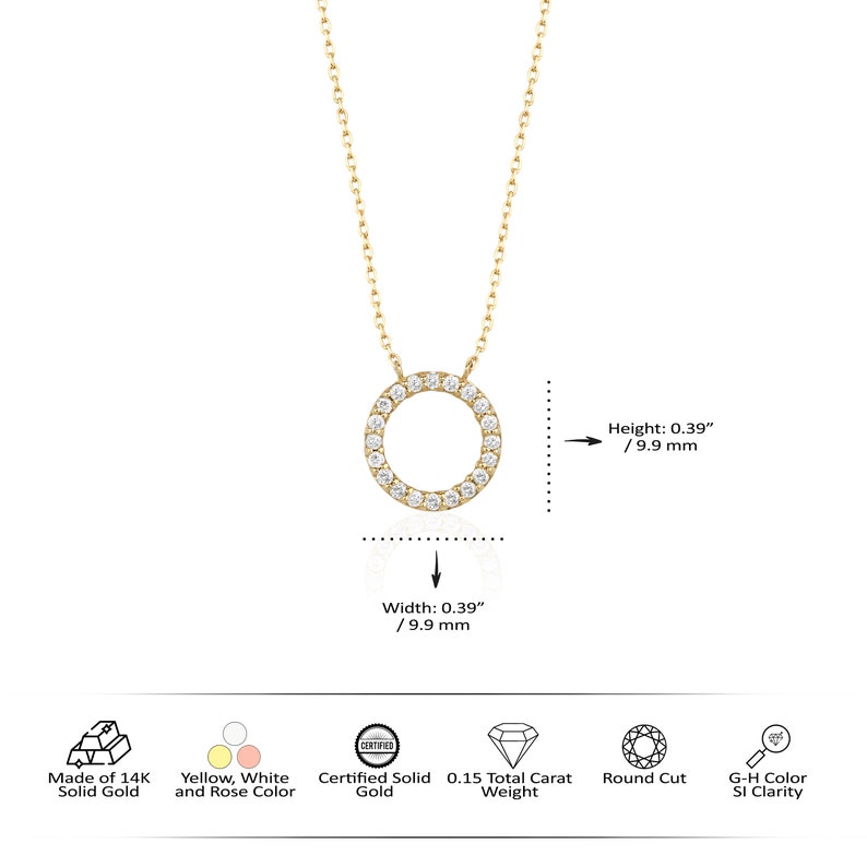 diamond necklace	14k gold necklace	dainty gold necklace	diamond pendant	14k diamond necklace	open circle necklace	gold karma necklace	diamond layering	14k circle pendant	circle disk necklace	Valentine Gift	Gold Gift for Her	white gold necklace