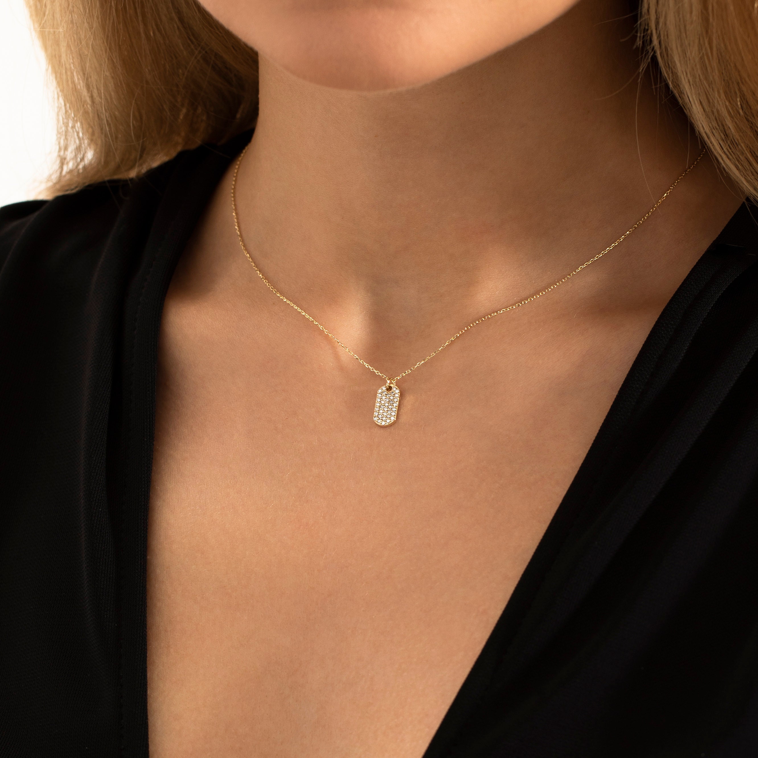 Womens diamond dog tag necklace cheap