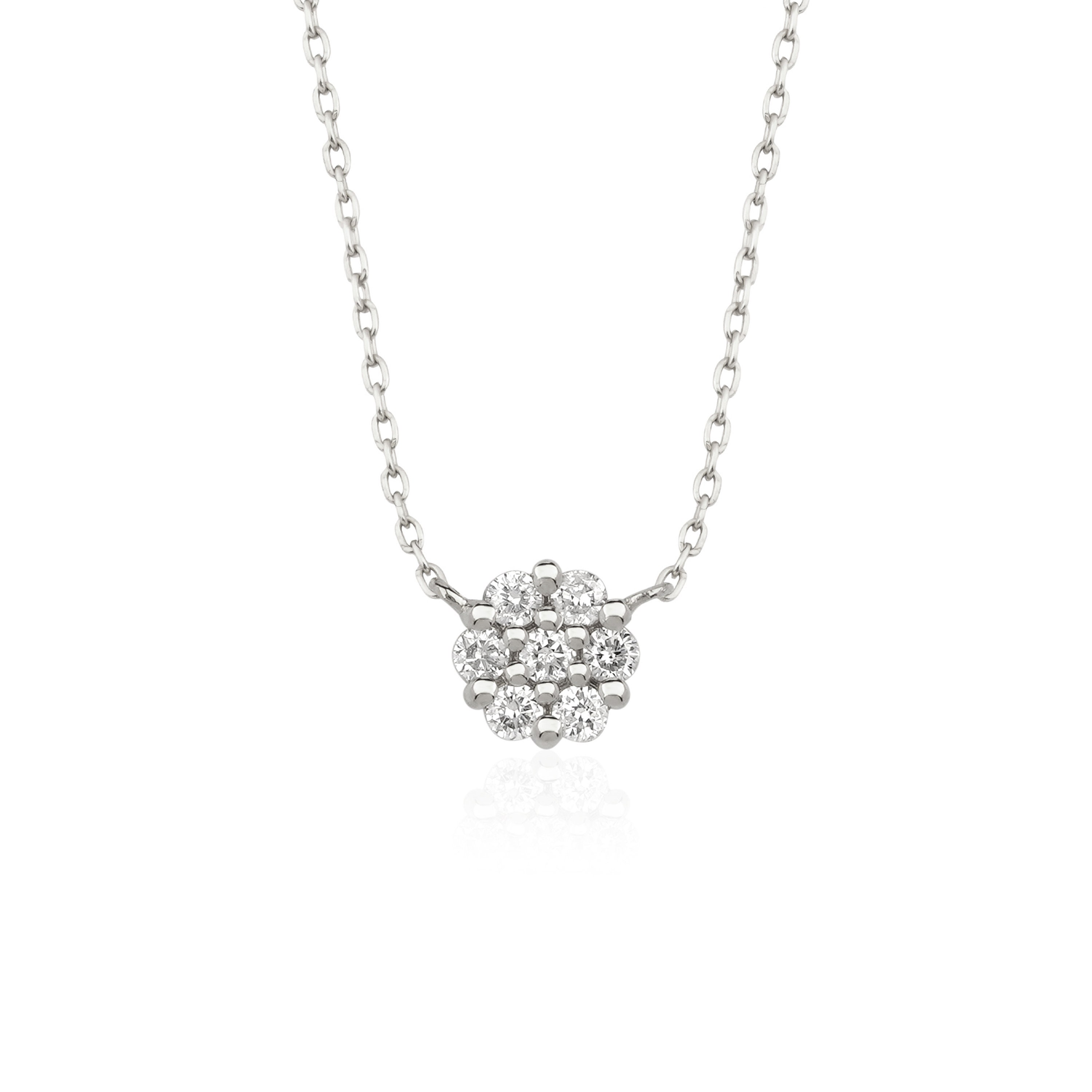 Diamond Daisy Necklace in 14k Solid Gold / 0.13 Ct Dainty