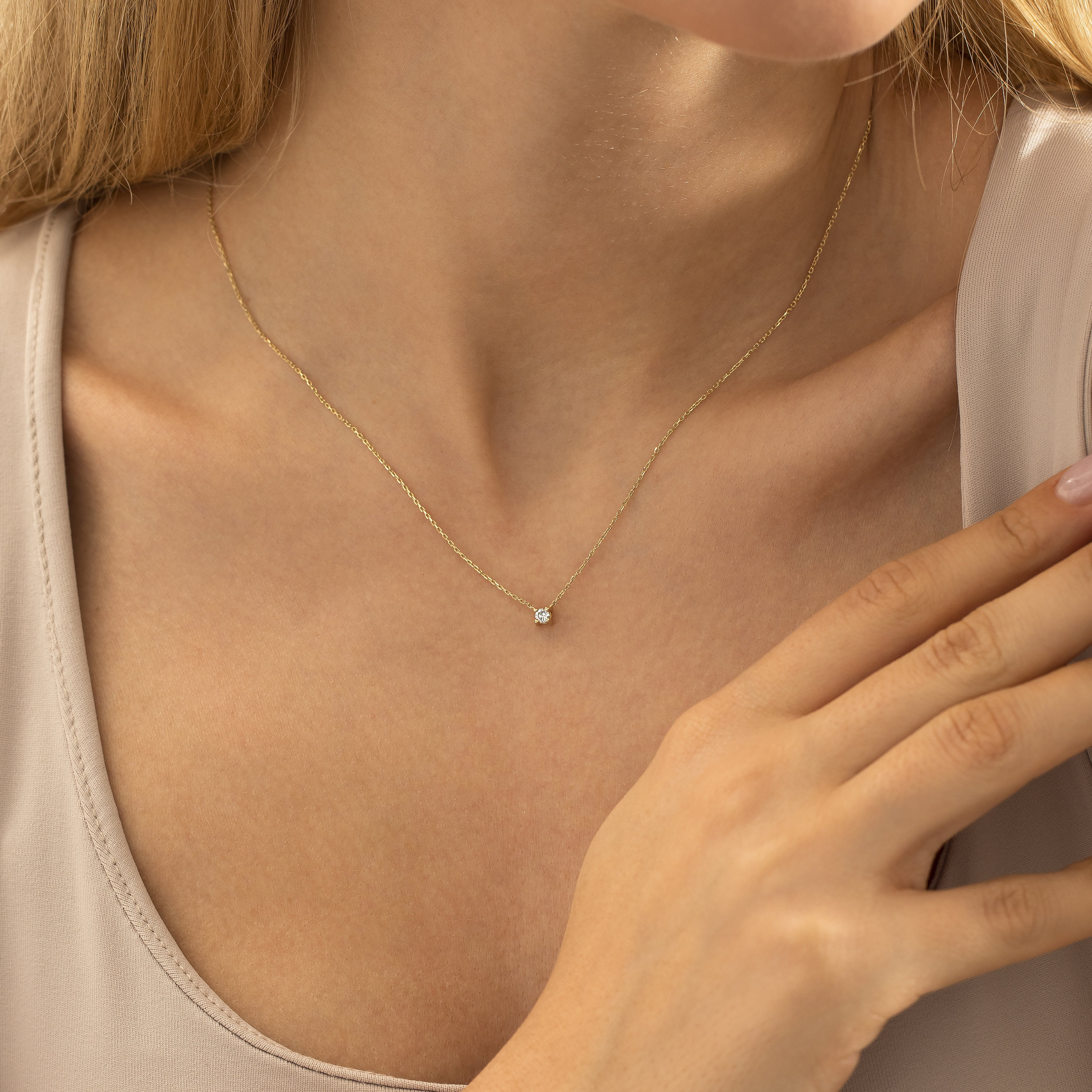0.10 Ct Floating Diamond Solitaire Necklace Real Prong - Etsy