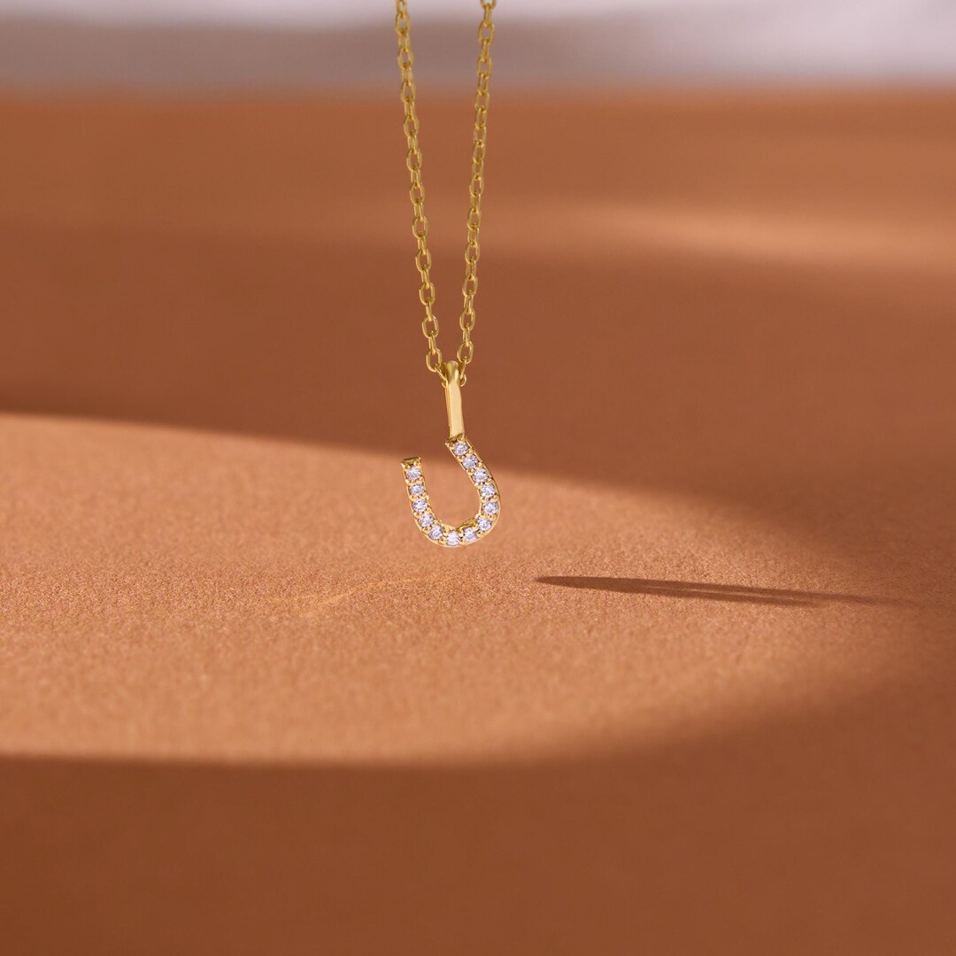 Horseshoe Pave Necklace - Silver