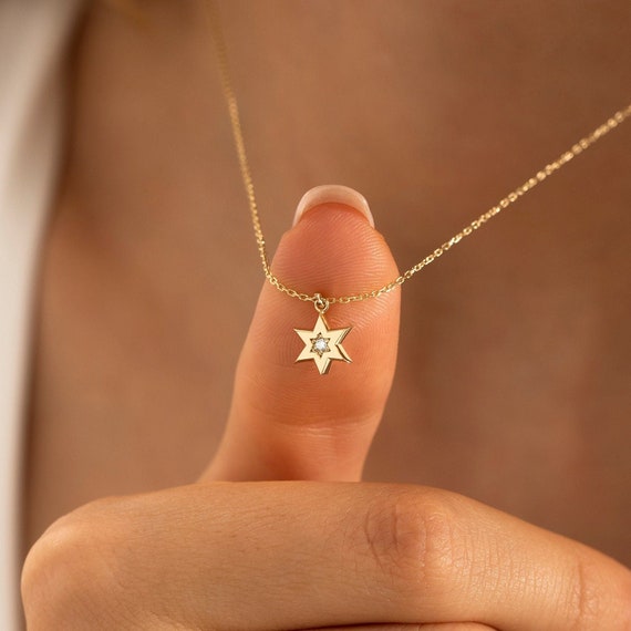 Solid White Gold Jewish Star of David Pendant Necklace (Large) | Star of David  Necklace