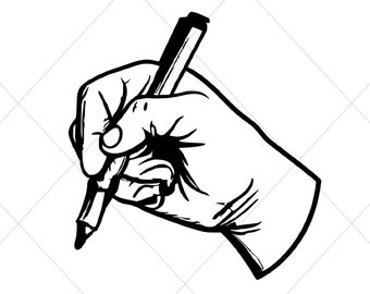 Hand Holding Pen Drawn Vector SVG (Digital Download)