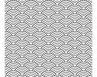 Japanese Wave Pattern SVG – Tileable and Seamless design – Instant download