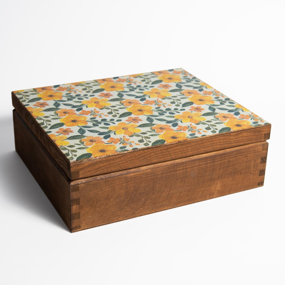 Rustic Wooden Tea Box With Yellow Flowers , Kitchen Storage Box With 9 Sections , Tea Organizer Gift for Her , Teebox Holz - Etsy