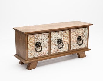 Brown wooden drawers box , vintage style mini cabinet for jewelry , storage box