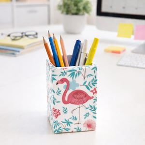 Portalápices de flamenco, organizador de escritorio tropical, amante de los flamencos, regalo para un amigo