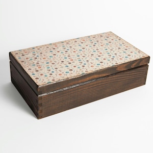 Decoupage Tea Bag Organizer: Rustic Wooden Tea Box, Floral Design