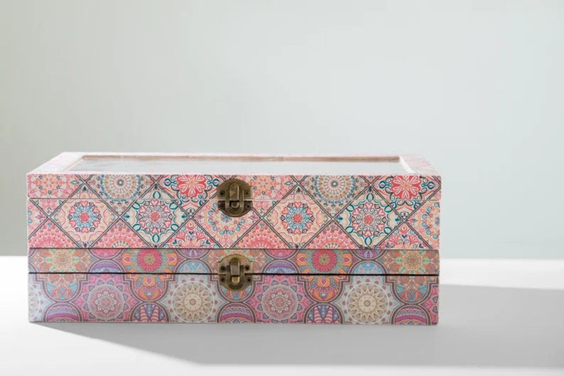 ArtandWoodShopGR Mandala Tea Box - Thumbnail 3
