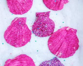 Glitterroze geschulpte schelpornamenten