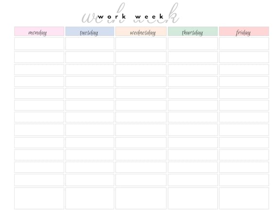 Printable Days Of The Week Calendar