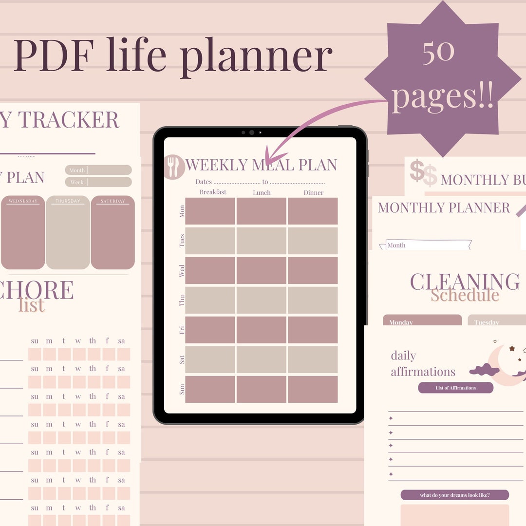ADHD Digital PDF Printable Life Planner Bundle 50 PAGES - Etsy Australia