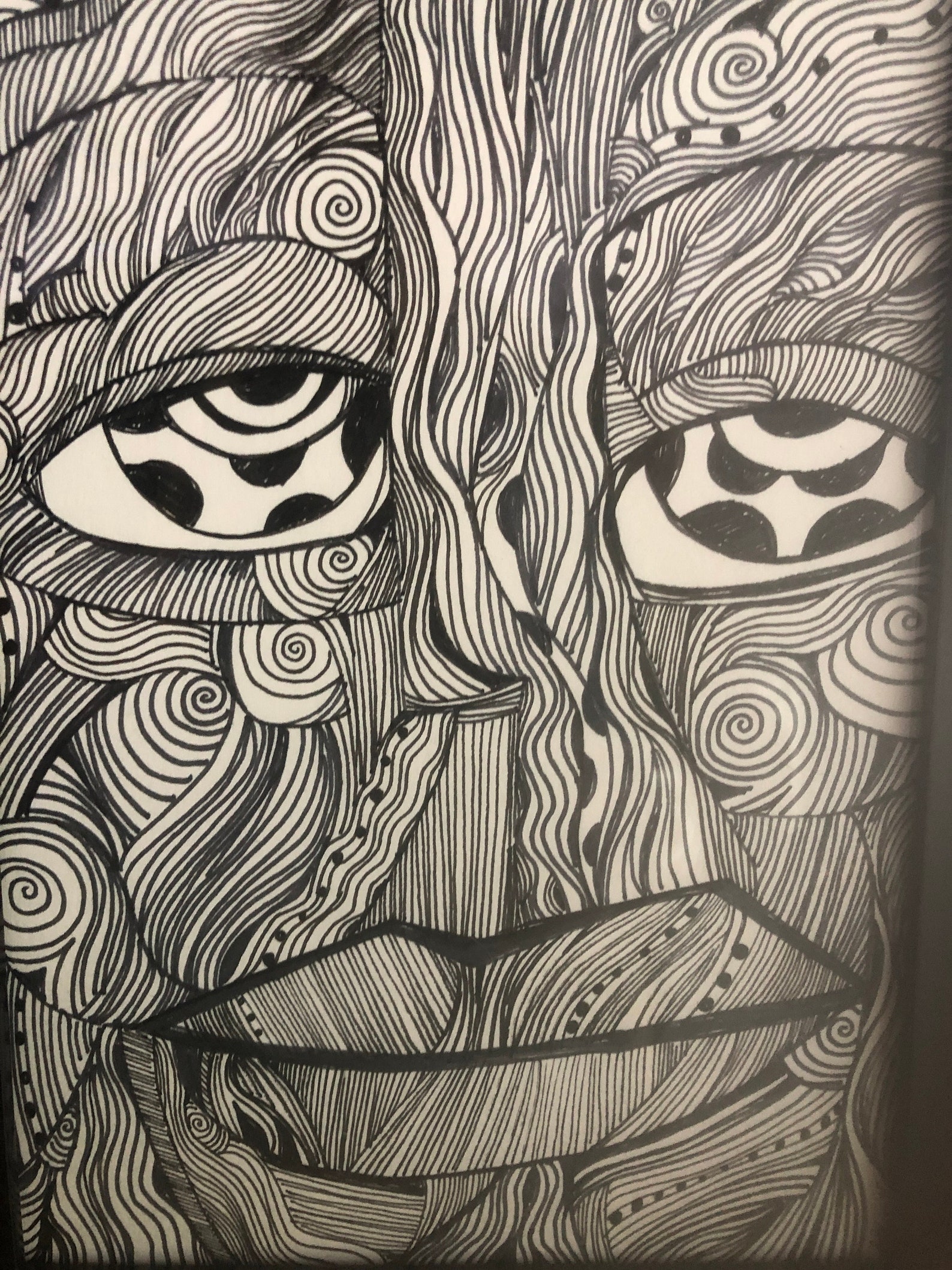 Abstract Art Faces #0026 Art Ink Pen on Paper by Davkat Original Art in ...