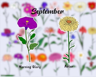 Birth Flower Waterproof Vinyl Stickers|September Flower Sticker|Birth Month Sticker| Laptop Vinyl Decal | Water Bottle Decal| Kindle Sticker