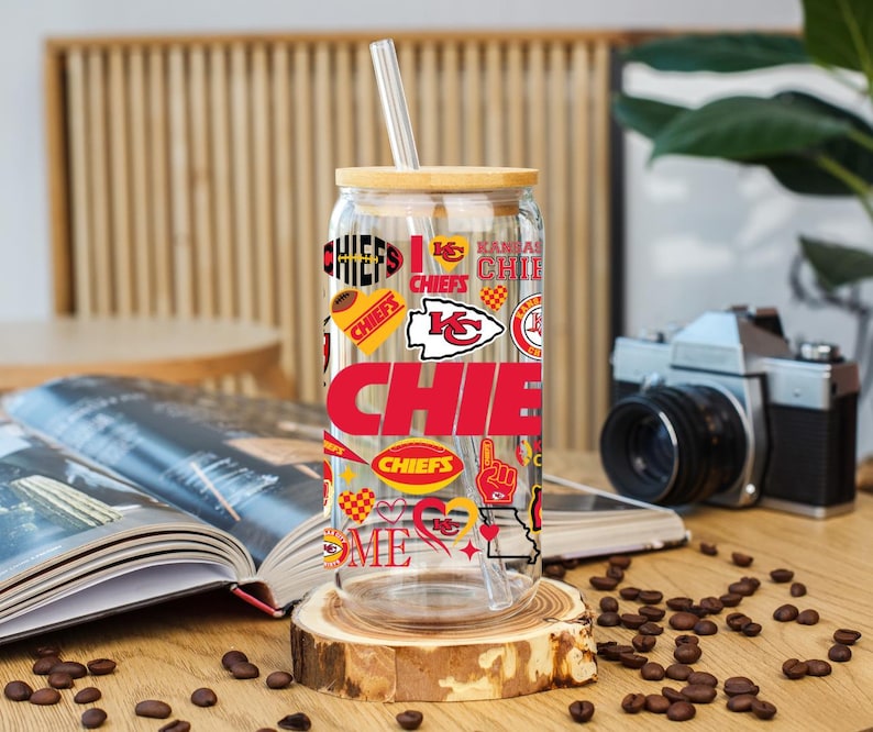 Kansas City Chiefs Libbey Glass|Kansas City Chiefs Glass| KC Chiefs Tumbler for Cold Drinks| Chiefs glass| Chiefs Merch| image 1