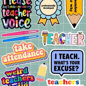 Funny Teacher Sticker Pack – Set of 8 Durable Vinyl Stickers – Back to School Gift for Teachers – Classroom Humor – Teacher Appreciation