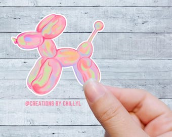 Balloon dog sticker|Cute dog sticker|Waterproof sticker for laptop or water bottle|Balloon animal sticker|