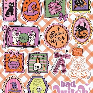 Spooky Halloween Stickers|Skulls, Bats, Potions & Webs|Gothic Creepy Vinyl Sticker Sheet| Planner  Scrapbook Decor| Cute Halloween stickers