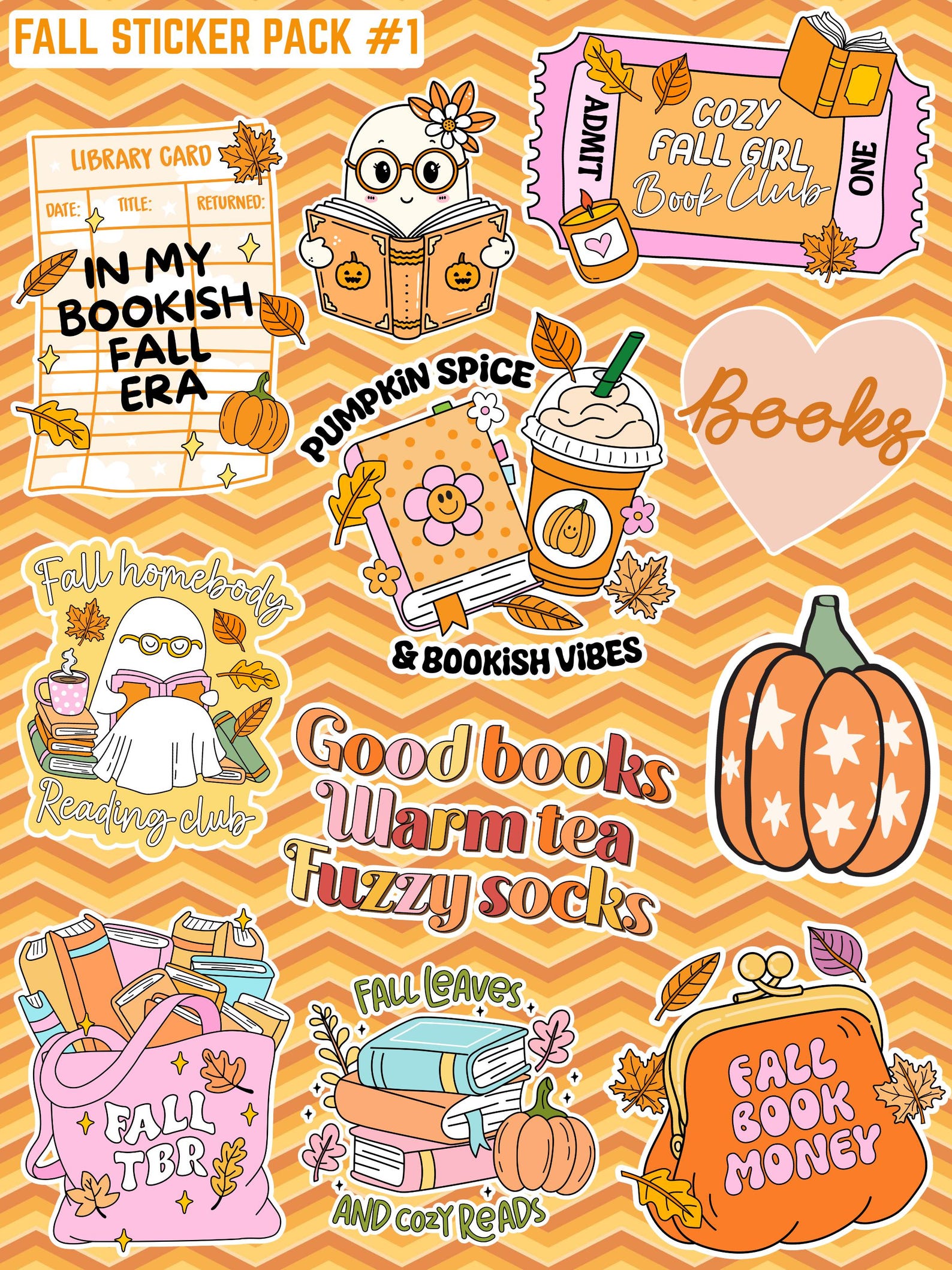 Fall Bookish Sticker Pack | Autumn Reading Stickers | Cozy Book Lover ...