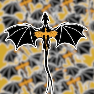 Schwarz und Gold Dragon Aufkleber | Bücherwurm Aufkleber | Kindle Aufkleber | Laptop Aufkleber | Wasserflasche Aufkleber | Vierter Flügel Aufkleber | Drachenreiter