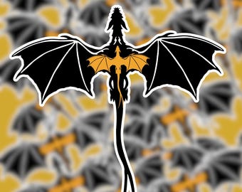 Adesivo drago nero e oro/ Adesivo libresco/ Adesivo Kindle/ Adesivo per laptop/ Adesivo per bottiglia d'acqua/ Adesivo per la quarta ala/ Cavaliere del drago