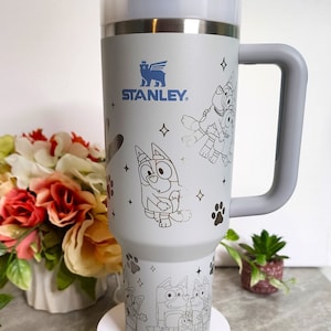 40oz Disney Bluey Dog Cartoon Laser Engraved Authentic Stanley Quencher H2.0 Multiple Color Options Available