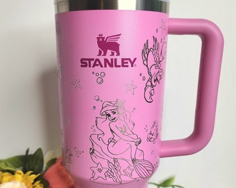 40oz Disney Little Mermaid Laser Engraved Authentic Stanley Quencher H2.0 Multiple Color Options Available