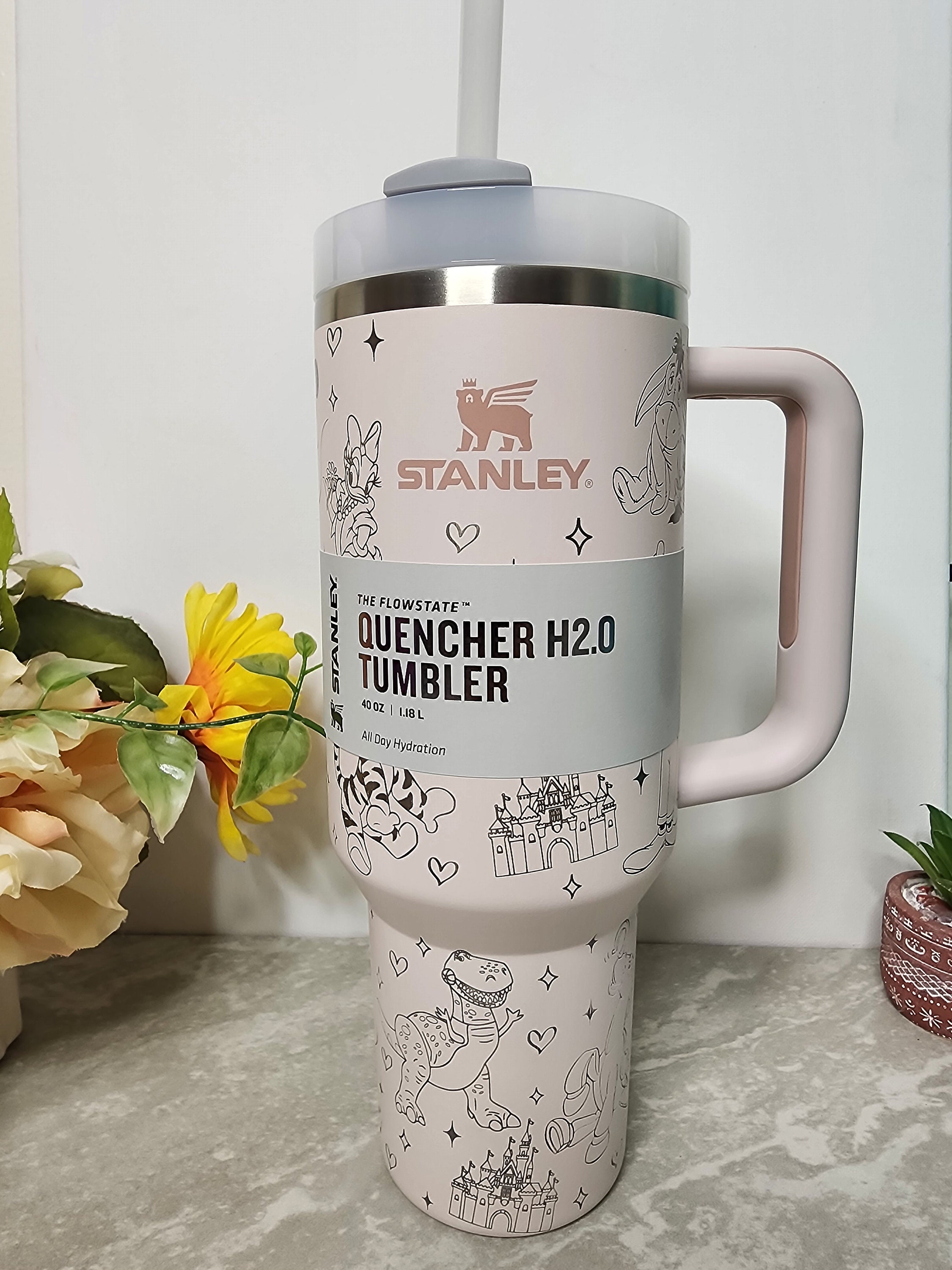  STANLEY Quencher H2.0 FlowState Vaso de 40 onzas (atardecer  rosa) : Hogar y Cocina