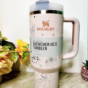 40oz Disney Laser Engraved Authentic Stanley Quencher H2.0  Rose quartz