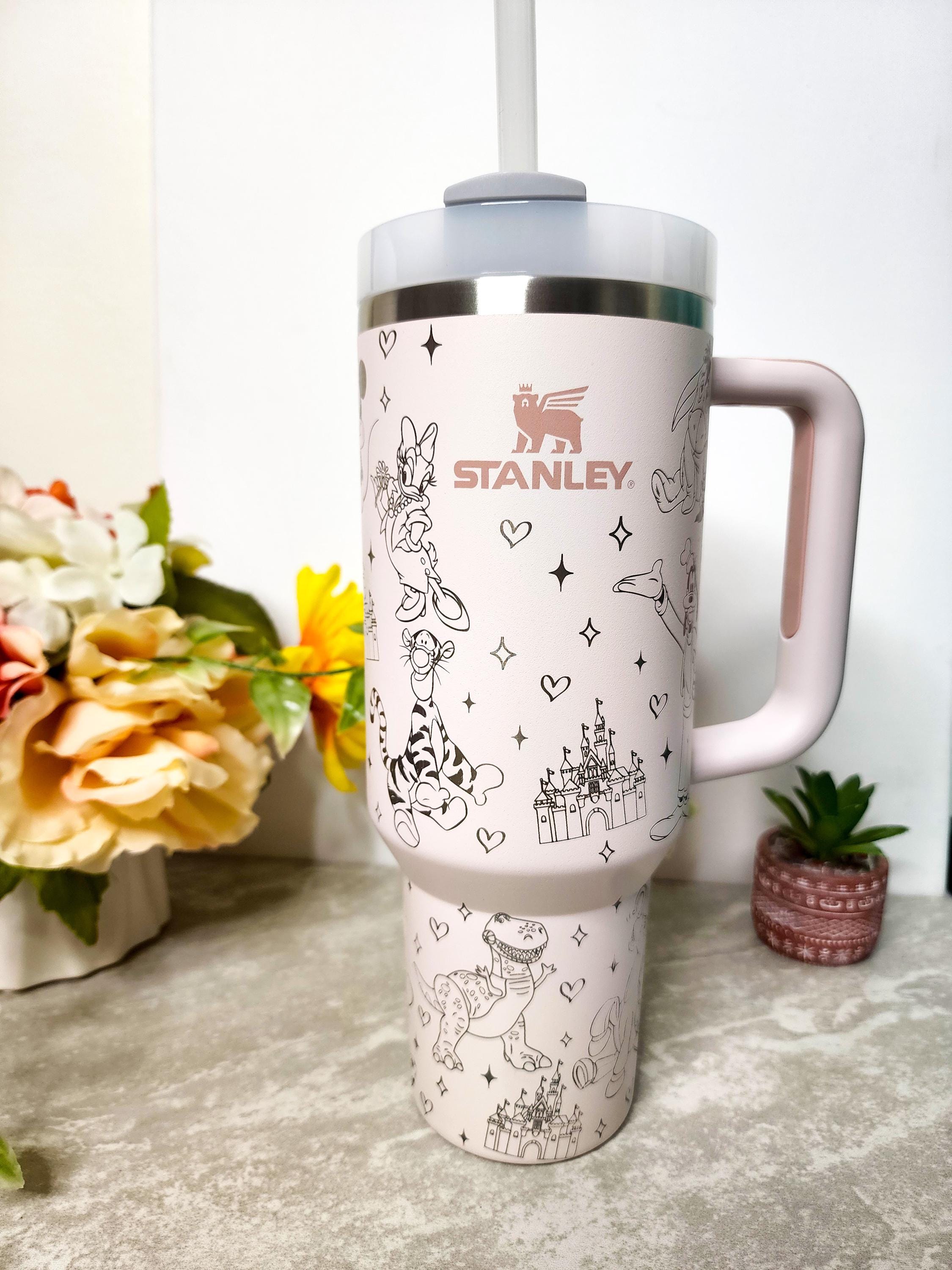 40oz Disney Laser Engraved Authentic Stanley Quencher H2.0 Rose