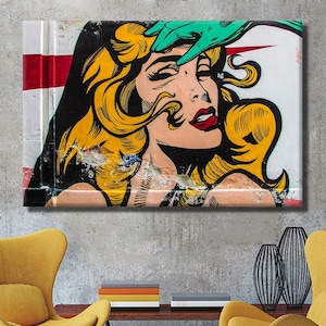 Pop Art Woman Canvas Wall Art | Comic Pop Art | Anime Girl Art | Modern Home Decor | Unique Wall Decor % Game Art |  Large Framed Modern Art