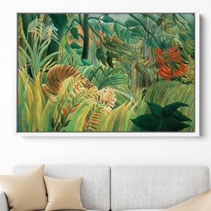 Henri Rousseau Canvas Art, Green Tropical Jungle Floral Botanical by Henri Rousseau Prints Modern Art, Exotic Botanical Art Decor, Poster