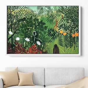 Henri Rousseau ART CANVAS, Green Tropical Jungle Floral Botanical by Henri Rousseau Prints, Farmhouse Wall Art, Best Christmas Gift, CANVAS