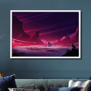 Valentine&#39;s Day Gift | Pink Futuristic Canvas Wall Art | Vintage Futuristic Canvas Wall Art | Neon Lights Futurism Canvas | Retro Futurism