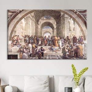 Poster del dipinto The School Of Athens / Stampa artistica classica / Decorazione da parete in tela vintage / Tela vintage School Of Athens / Regalo per la nonna