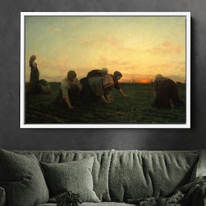 Jules Breton-The Weeders Canvas | Les Bineuses 1868 | French 19th Century Art Print & Artwork Decor | Grandma Gift | Framed Canvas Wall Art