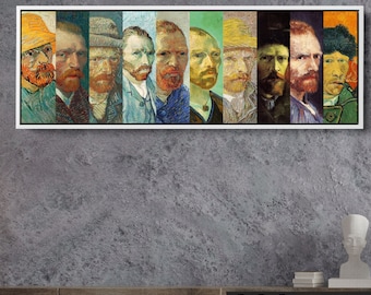 Portrety Van Gogha, płótno panoramiczne, sztuka ścienna impresjonizmu