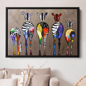 Banksy Canvas/ Banksy - Zebre colorate su tela/BANKSY Zebra/Arte astratta con zebra/Poster graffiti/Animali colorati/Arte su tela con animali/Halloween