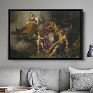 Stampa artistica su tela Zeus e Io, decorazione murale della mitologia greca, arte moderna per la casa, regalo per gli amanti della mitologia e gli appassionati d'arte, regalo per la casa