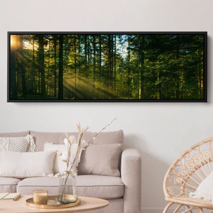 Panorama Wand Kunst Dekor Große Wand Kunst gerahmte Leinwand Wald Landschaft Druck Wohnzimmer Dekor Panorama Wand Kunst Valentinstag Geschenk