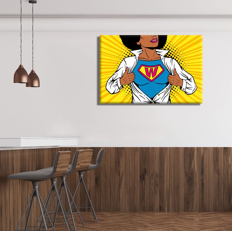 Pop Art Wall Art/ Modern Pop Art Canvas/ POP Art Female Superhero
