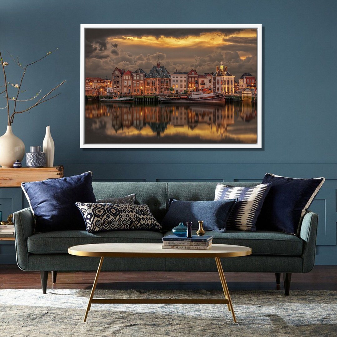 Amsterdam City Canal Canvas Print – Netherlands Cityscape Wall Art - Etsy