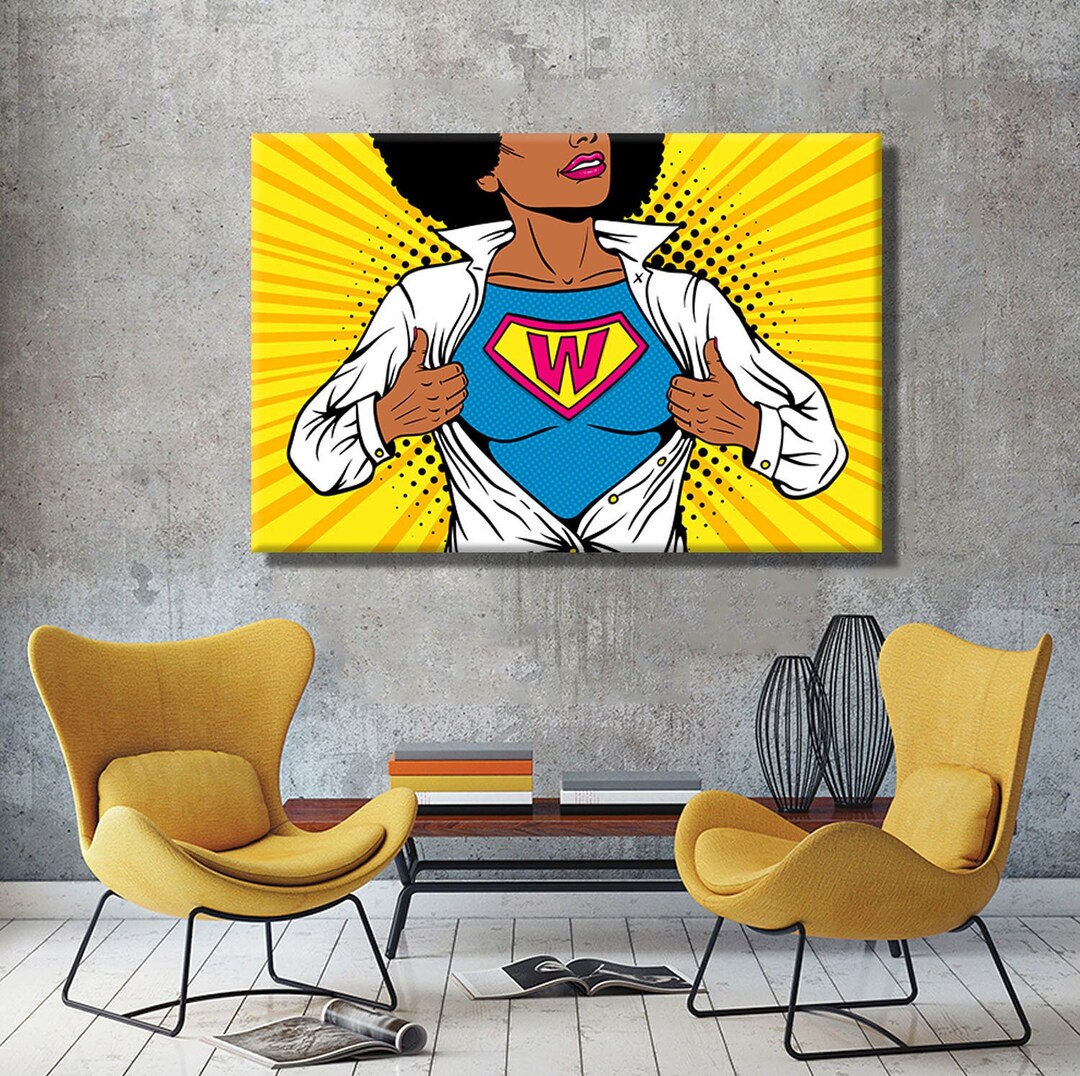 Pop Art Wall Art/ Modern Pop Art Canvas/ POP Art Female Superhero
