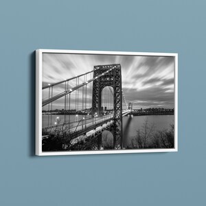 Manhattan and Brooklyn Bridge Canvas/Black and White Canvas/New York City/Manhattan Photo/Manhattan Poster/Modern Architecture/New Year Gift