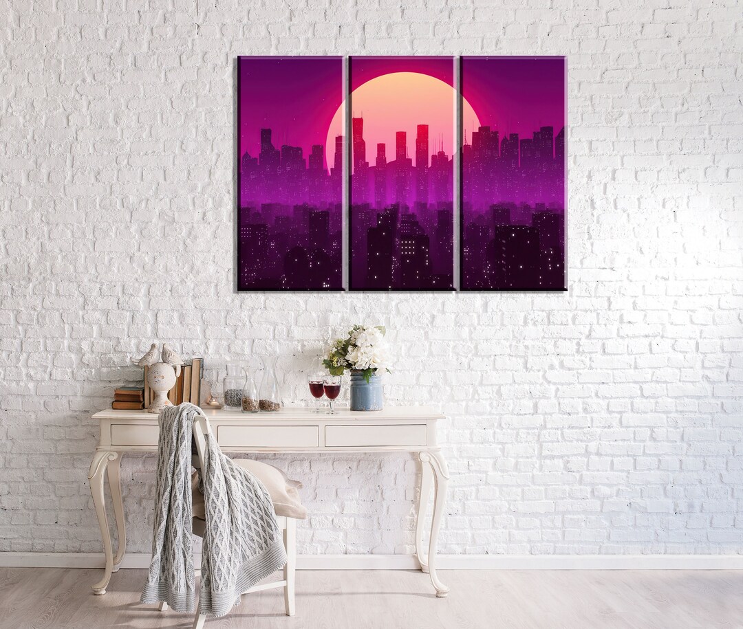 Retro City Canvas/neo Futurism/futuristic Canvas/cityscape Poster Art