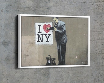Banksy Inspired I Love NY Canvas Print, Street Art Wall Decor, Urban Poster