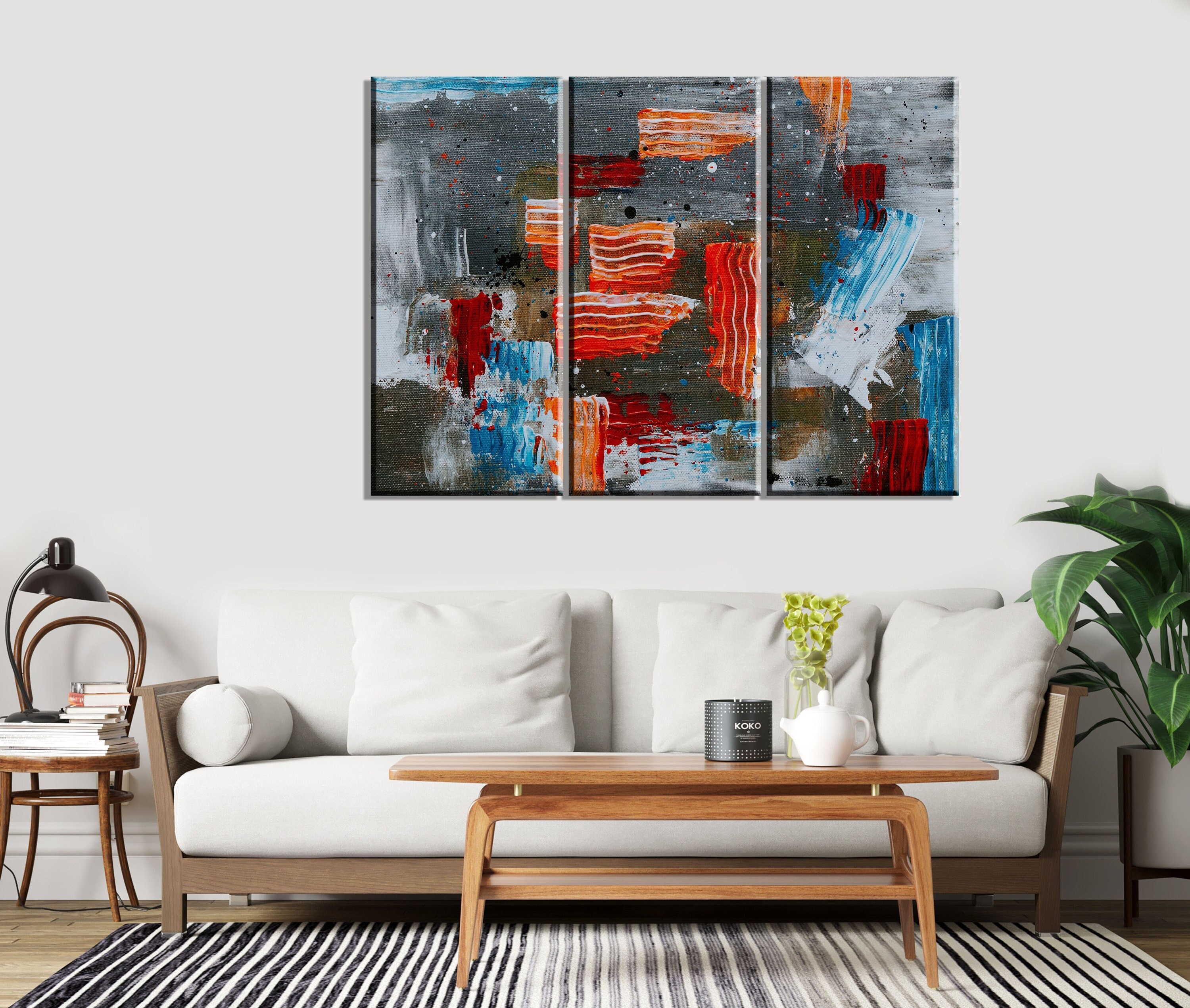 Abstract Canvas Wall Art Set, Gray Modern Art Prints - Etsy